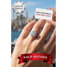 Carat Stone Pırlanta Işıltılı Gerçek Gümüşten Kadın 1 Carat Baget Yüzük