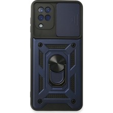 Verto Newface Samsung Galaxy A22 Kılıf Pars Lens Yüzüklü Silikon - Lacivert