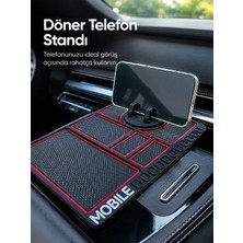 Sepetopia Araç Konsol Organizeri Kaydırmaz Silikon Telefon Standlı Saklama Matı