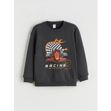 Lc Waikiki Yeni Sezon Bisiklet Yaka Baskılı Erkek Çocuk Sweatshirt