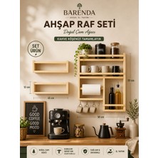 Barenda Ahşap Terek Kahve Köşesi  Set Duvar Rafı - Hazır Kurulu -