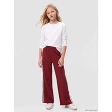 LC Waikiki Lcw Kids Bordo Geniş Paça Kız Çocuk Soft Touch Eşofman Altı