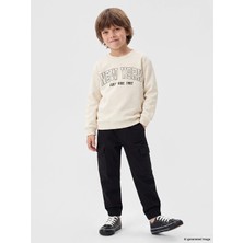 LC Waikiki Lcw Kids Siyah Erkek Çocuk Gabardin Kargo Pantolon