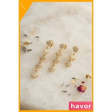 Havor 3'lü Set Küpe Gold Renk Kutup Yıldızı Detaylı