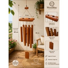 WoodBay Bambu Rüzgar Çanı 60 cm El Yapımı Bahçe Balkon Teras Dekoru Doğal Bambu Wind Chime Beşik Çatı