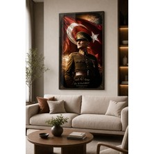 Atatürk ve Türk Bayrağı Baskılı Cam Tablo – Uv Baskı Dekoratif Duvar Tablosu