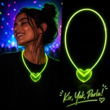 NW NessiWorld Neon Işıklı Fosforlu Kalp Parti Kolyesi Yeşil Renk
