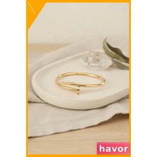 Havor Çivi Model Bileklik 316L Paslanmaz Çelik Gold Renk Kadın