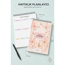 Liamir Studio Haftalık Planlayıcı | Ajanda - Pembe Kelebek | Laminasyonlu Karton Kapak | A5 Boyut