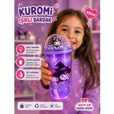 PeriMila Kuromi Figürlü Işıklı Pipetli Bardak Çift Cidarlı 450ML