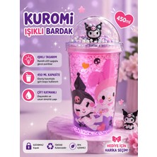 PeriMila Kuromi Figürlü Işıklı Pipetli Bardak Çift Cidarlı 450ML