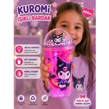 PeriMila Kuromi Figürlü Işıklı Pipetli Bardak Çift Cidarlı 450ML