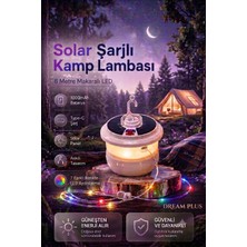 Dream Plus Solar Şarjlı Kamp Lambası & 8 Metre Makaralı 7 Farklı Renk LED 13 Modlu Aydınlatma