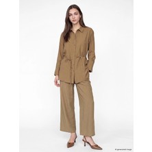 LC Waikiki Lcw Modest Bej Beli Lastikli Modal Karışımlı Kadın Pantolon