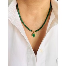 Devi Fashion Malakit 4 mm Doğaltaş Vintage Kolye 45 cm