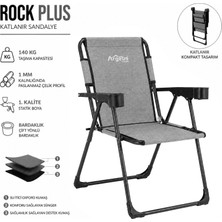 Argeus Katlanır Piknik ve Kamp Sandalyesi - Bardaklıklı - Rock Plus - Linen Gri
