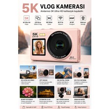 TeknolojiSA 5k Ultra Hd Dijital Kamera 80 Mp Otomatik Odaklama 18X Dijital Zoom Çift Ekran Wi-Fi Vlog Kamerası