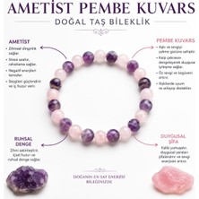 Morlisse Ametist - Pembe Kuvars Doğal Taş Bileklik