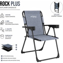 Argeus Katlanır Piknik ve Kamp Sandalyesi - Bardaklıklı - Rock Plus - Linen Mavi