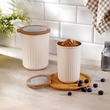 Ashley 2 Li Silindir Saklama Kabı-Krem