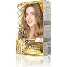 Serisi 24K Altın Parçacıklı Serum ile 1 Kutu 2 x 50 ml ve Geliştiriciler Saç Boyası (Bal Köpüğü 8.3)