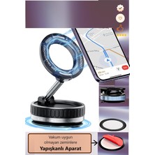Duffa Magsafe Uyumlu Manyetik Araç Telefon Tutucu - Güçlü Vakumlu ve Yapışkanlı Sabitleme Mekanizması, 360° Dönebilen Katlanabilir Torpido ve Cam Üstü Telefon Tutacağı