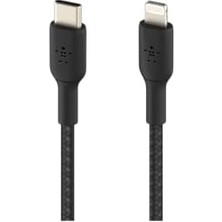 Örgülü Usb-C - Lightning Kablosu (Hızlı Şarj Kablosu) Hızlı Şarj Mfi Sertifikalı Usb-C Kablosu (1m, Siyah)