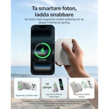 Stage Powergrip, Manyetik Kablosuz Şarjlı Kamera Tutacağı 9300MAH, Geri Çekilebilir USB C Kablolu Taşınabilir Şarj Cihazı, Bluetooth Bağlantı, Tripod Uyumlu, LCD Ekran, iPhone ve Pixel Için