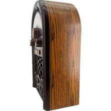Retro Radyo Taşınabilir Bluetooth Speaker ve Hoparlör Ahşap Kaplama Klasik Antika Tarzı Iç ve Dış Mekan Multiband USB Girişli Dekoratif Klasik Radyo R-1950-BTL (Bordo R-1950-BTL)