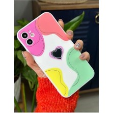 Iphone 11 ile Uyumlu (12 Görünümlü Köşeli) Içi Kadife Colormix Renkli Kılıf