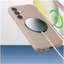 -  ile Uyumlu Galaxy A36/A56 Kılıf Magsafe ile Uyumlu Halkalı Extra Standlı Içi Kadife Yumuşak Renkli Silikon Kapak - Pembe