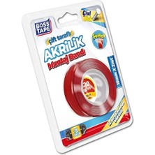Tape Seffaf Çift Tarafli Akrilik Montaj Bandi, 18 mm x 2 M, Kirmizi