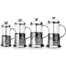 Metal Saplı Borosilikat French Press, Termisil Süzgeçli Demlik, Bitki Çayı, Kahve ve Ada Çayı Için Ideal, Dayanıklı ve Şık Tasarım (800 Ml)