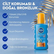 Sun SPF50 Koruma ve Bronzluk Güneş Spreyi 200ML, Doğal Bronzluk, Suya Dayanıklı,melanin