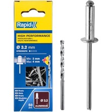 Kör Perçin Universal Alüminyum, 50 Adet Matkap Ucu Dahil, 3,2 x 8 Mm, 5000383