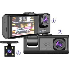 A98 Balckbox Dvr Wifi Full Hd 1080P 3 Kameralı Araç Içi Güvenlik Kamerası + Park Modu Kablosu Ön-Arka-Iç Kayıt, Dashcam