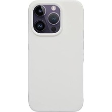& Aksesuar iPhone 14 Pro ile Uyumlu Içi Kadife Kaplama Gerçek Silinebilir Vakum Kutulu Leke Tutmaz Lansman Kılıf Şok Emici Full Kasa Koruma Sağlayan Kılıf (Beyaz)