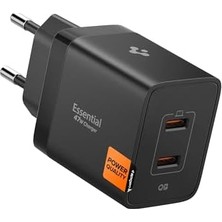 47W Usb-C 2 Port Mini Hızlı Şarj Aleti Pps 2.0 Desteği/ısı Düşürücü Gan Pro Destekli Akım Korumalı Güç Adaptörü & & iPad & MacBook Type-C - ACH09457