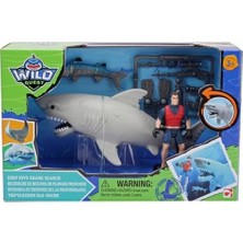 Wild Quest Köpekbalığı Oyun Seti 22 cm Okyanus Köpekbalığı 10 cm Hareketli Dalgıç Figürü Küçük Balık ve Su Altı Keşif Aksesuarlı Çocuk Rol ve Aksiyon Oyuncak Seti