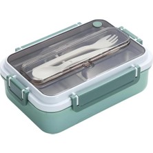 1000ML Lunchbox Tek Katlı 3 Bölmeli Çelik Sefer Tası Yemek Kutusu (Koyu Yeşil)