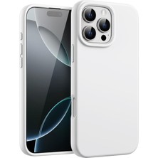 & Aksesuar iPhone 16 Pro ile Uyumlu Içi Kadife Dışı Mat Yapıya Sahip Koruma Sağlayan Lansman Silikon Kılıf (Beyaz)