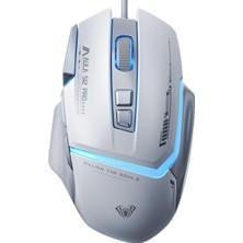 Aula S12 Pro 12800 Dpı 8 Tuşlu Makrolu Kablolu Optik Gaming Oyuncu Mouse Beyaz