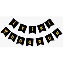 Siyah Gold Iyi Ki Doğdun Yaldızlı Banner, 2323012121200212