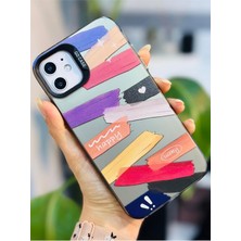 Iphone 11 ile Uyumlu (12 Görünümlü) Köşeli Parmak Izi Bırakmaz Baskılı Metalik Electro Silikon Kılıf