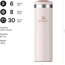 The Transit Fliptop Mug Termos Bardak, 0.47 L, Pembe Kuvars (Rose Quartz)