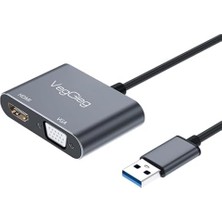 Usb-A To 4K 30Hz HDMI ve 1080P 60Hz VGA Görüntü Çevirici Kablo