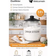 3,8 L Cam Deterjanlık Kavanoz – Amber Renk, Kapaklı “laundry Powder” Saklama Kabı, Çamaşır Deterjan Kapsülü ve Pod Düzenleyici
