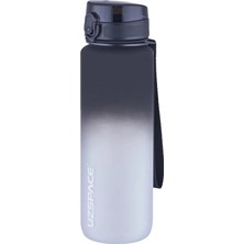 1000ML Büyük Boy Soft Touch Çift Renk Motivasyon Tritan Su Matarası (Siyah-Beyaz)