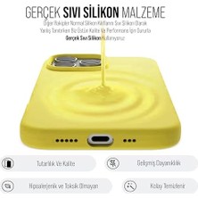 iPhone Kılıf Ince Sıvı Silikon 3 Katmanlı Tam Kaplamalı Yumuşak Jel Kauçuk Kılıf Kapak, Sarı (Iphone 15 Pro Max 26)
