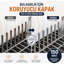 150 Adet Gri | Bulaşık Makinesi Sepetleri Çubukları Için Birinci Sınıf Pas ve Çizilmeleri Önleyen Plastik Kapak Uçları | Tamir Seti